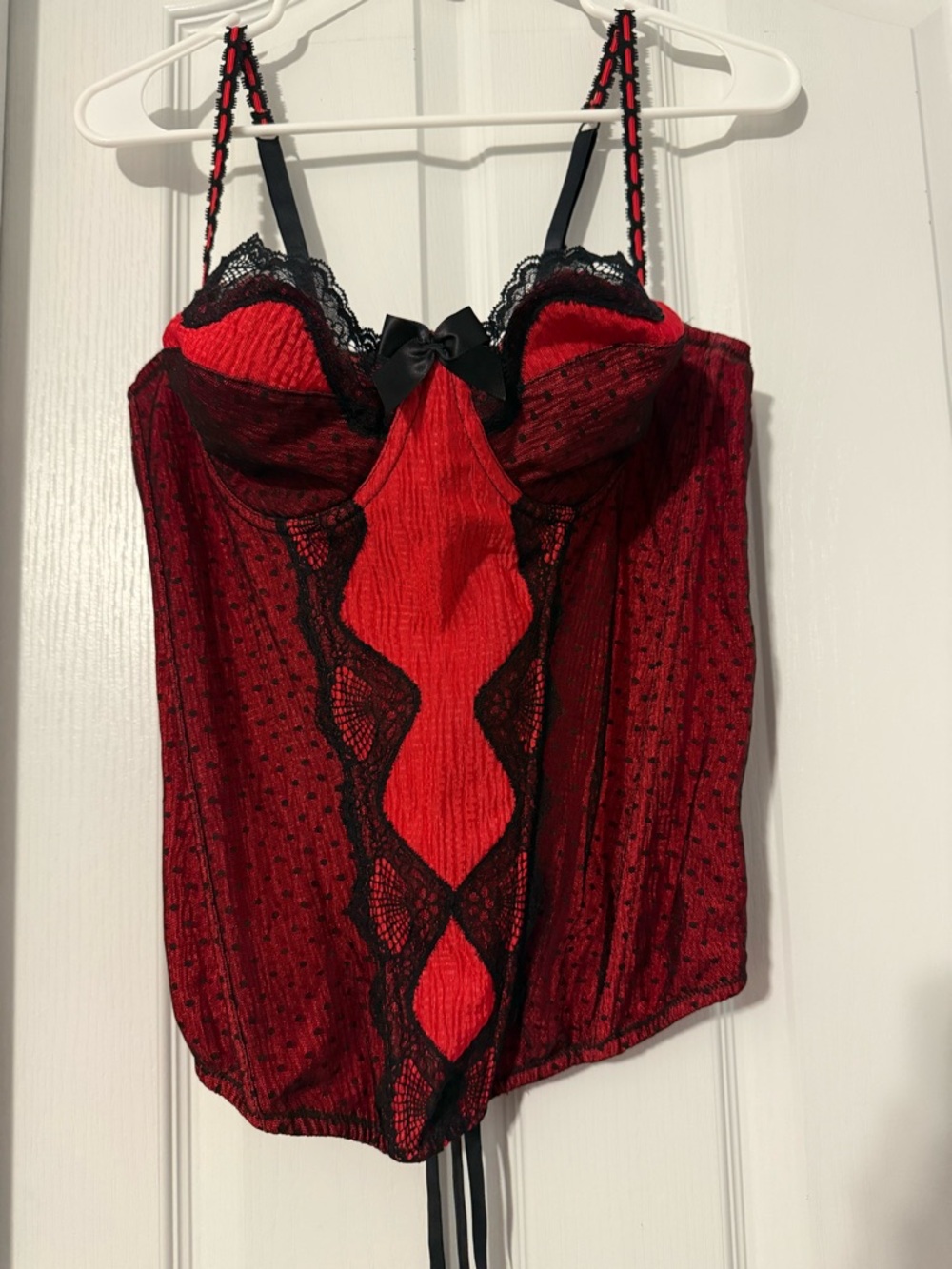 Red and Black Lace Bustier Corset Top